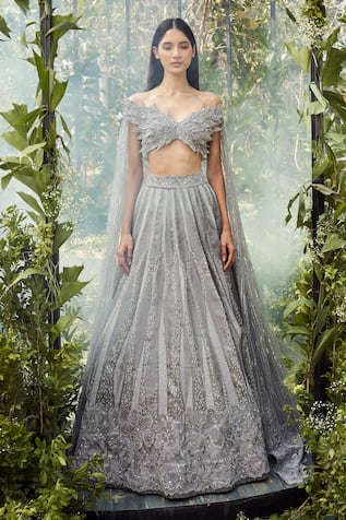 Varun Chakkilam Floral Sequin Embroidered Lehenga With Blouse 