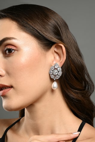 The Jewel Factor Sukoon Embellished Drop Earrings 