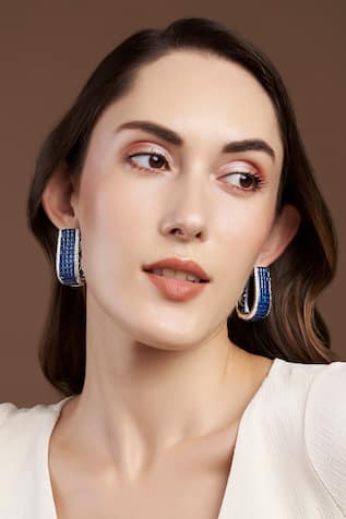 The Jewel Factor Azure Crystal Hoop Earrings 