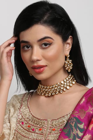 Ruby Raang Kundan Embellished Choker Set 