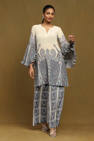 Joshika Paisley Bloom Print Kurta With Palazzo 