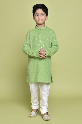 Sequin Embroidered Kurta & Churidar Set 