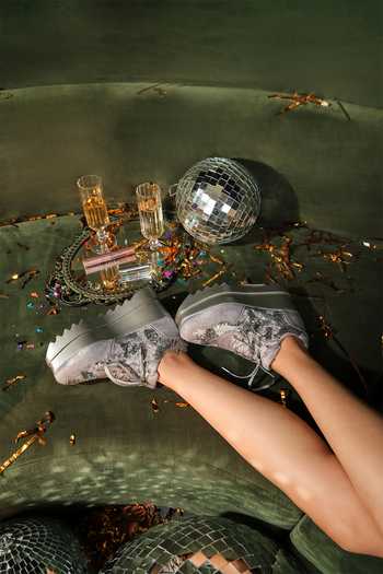 Anaar Euphoria Sequin Embellished Wedge Sneakers 