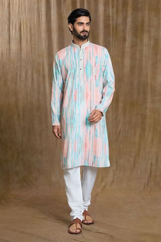 Abstract Print Straight Kurta & Pyjama Set 