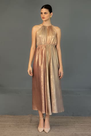 Ozel Harper Dual Toned Shimmer Dress 