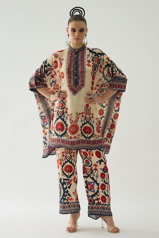 Rajdeep Ranawat Permaz Floral Print Tunic & Chanel Pant Set 