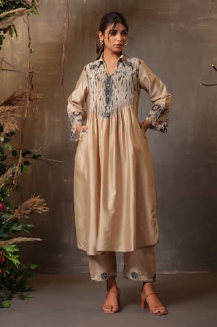 Label Niti Bothra Pintuck Embroidered Kurta & Palazzo Set 