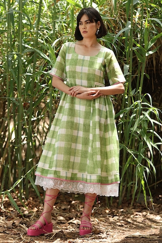 Weaver Story Chanderi Silk Handloom Dress