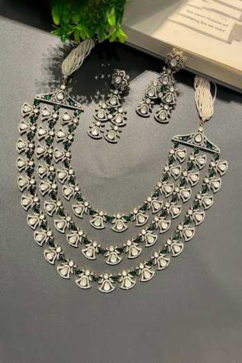 Prestones Stone Embellished Layered Necklace Set 