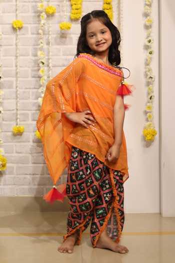 Kirti Agarwal - Pret N Couture Sequin Embroidered Asymmetric Kaftan And Dhoti Set 