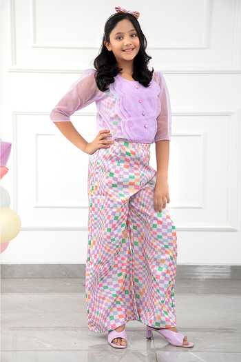 Kirti Agarwal - Pret N Couture Lavender Sheer Checks Pant Set 