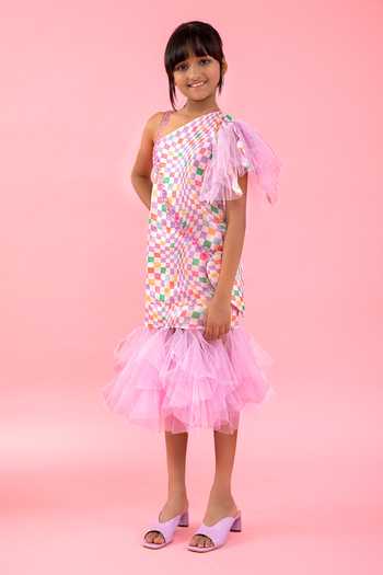 Kirti Agarwal - Pret N Couture Checks Print Ruffle Dress With Sling Bag 