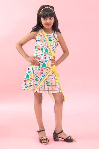 Geometric Print Wrap Dress 