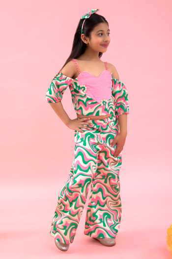 Kirti Agarwal - Pret N Couture Wave Print Crop Top & Pant Set 