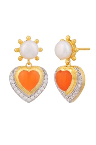 Heart Shaped Embellished Earrings 