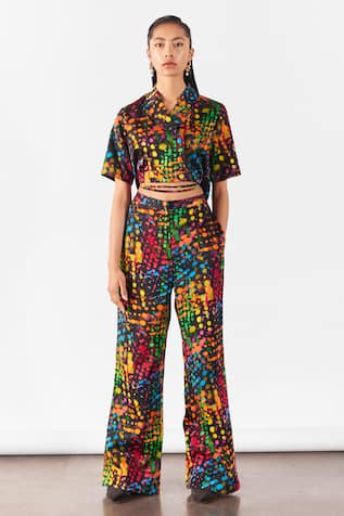 Studio Rigu Wildflower Print Crop Blazer With Pant 