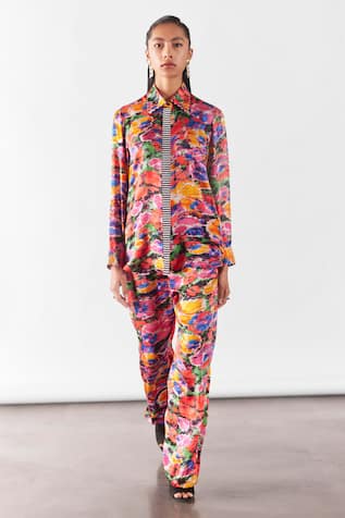 Studio Rigu Petunia Print Shirt With Straight Pant 