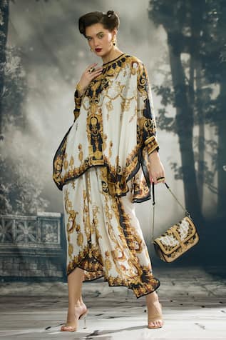 Rajdeep Ranawat Colette Regal Print Kaftan Top With Skirt 
