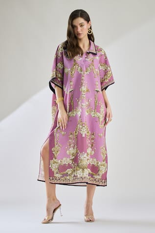 Rajdeep Ranawat Briana Printed Button Down Kaftan Dress 