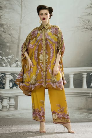 Rajdeep Ranawat Permaz Rose Border Print Flared Pant 