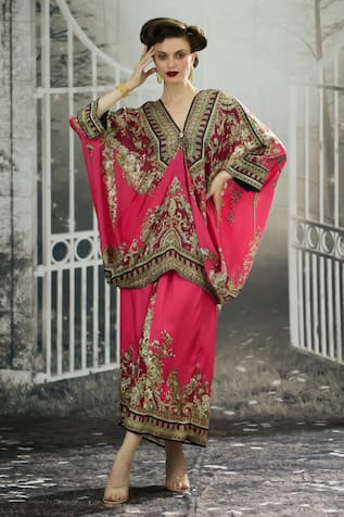 Rajdeep Ranawat Dalilah Ancient Blossom Print Draped Kaftan Tunic 