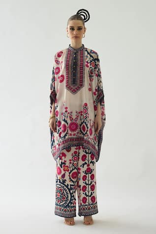 Rajdeep Ranawat Chanel Floral Print Tunic & Permaz Flared Pant Set 