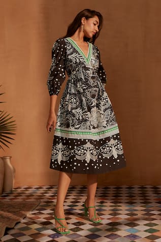 Eva Butterfly Effect Print Midi Dress 