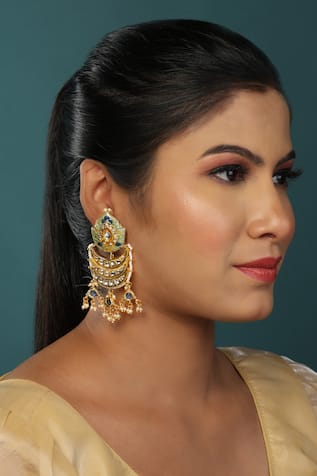 Kundan & Meenakari Work Embellished Chandbalis 