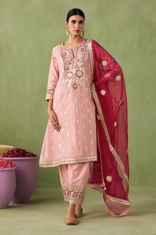 Sureena Chowdhri Gota Embroidered A-line Kurta Salwar Set 