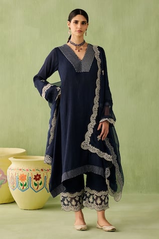 Sureena Chowdhri Waterfall Hemline Kurta Set 