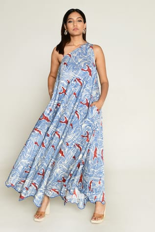 Rias Jaipur Ponzo Abstract Print Maxi Dress 