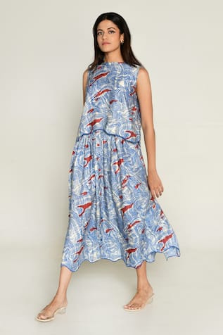 Rias Jaipur Ponzo Abstract Print Skirt 