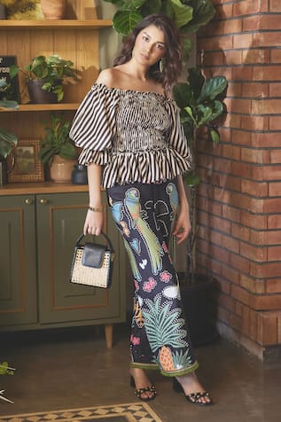 Sonam Parmar Jhawar Zara Printed Off-Shoulder Top & Pant Set 