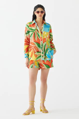 Studio Rigu Gir Floral Print Shirt With Shorts 