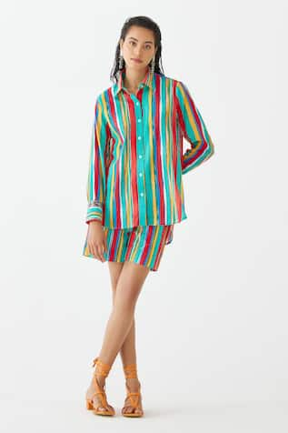 Studio Rigu Birch Stripe Print Shirt With Shorts 