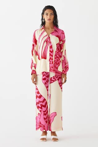 Studio Rigu Aphrodite Print Vegan Silk Shirt With Trouser 