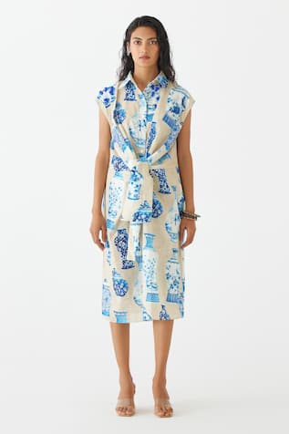 Studio Rigu Porcelain China Print Dress 