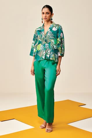 Couche The Laze Around Tropical Print Shirt & Trouser Set 