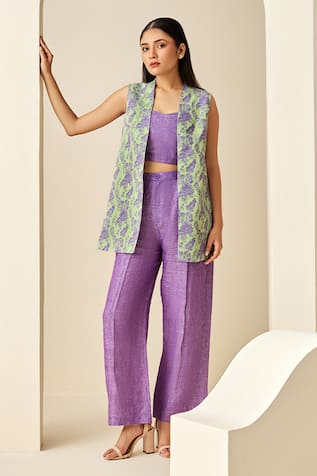 Couche Printed Overlay Flared Pant Set 