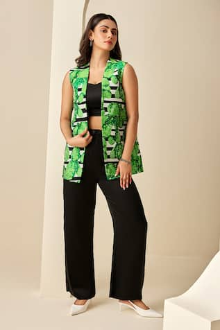 Couche Printed Overlay Flared Pant Set 