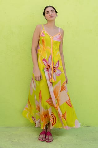 Nimbu Mirchi Lily Garden Print Maxi Dress 