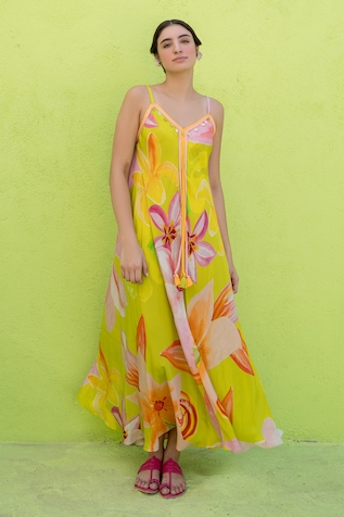Nimbu Mirchi Lily Garden Print Maxi Dress