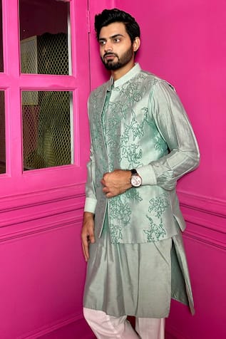 The House Of Diwans Sequin Embellished Bundi Kurta Set 