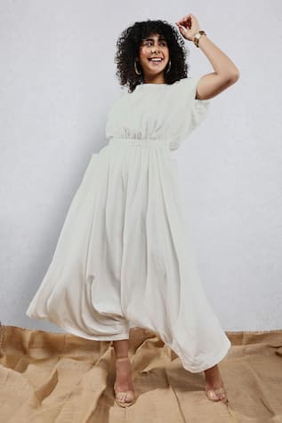 Twisted Thread Embroidered Jumpsuit For Kids