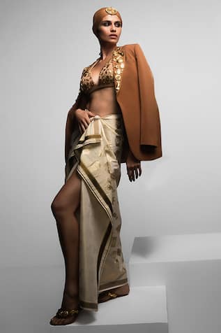 Masaba The Trophy Embellished Jacket With Bralette 