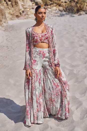 Ridhima Bhasin Floral Print Jacket Sharara Set 