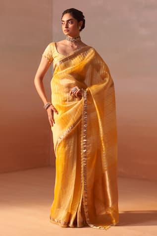 Tissue Organza Saree With Blouse 