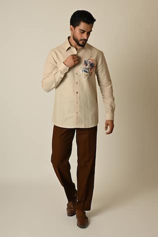 Paarsh Cross Hatching Embroidered Shirt 