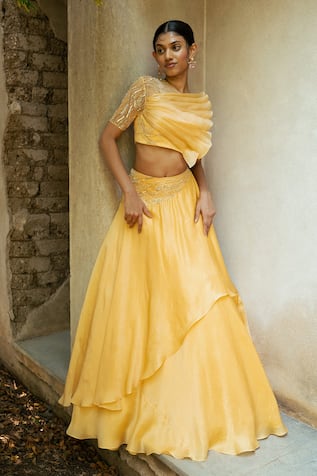 PIRI INDIA Rhapsody Layered Lehenga With Embellished Ruffle Blouse 