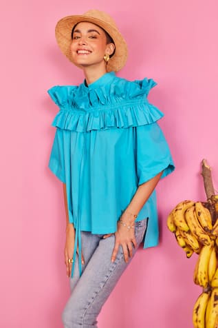 POOJA SHROFF Breezy Button Up Top 